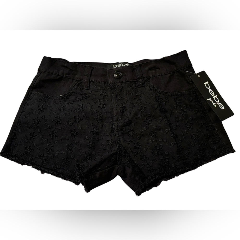 NWT•bebe Girls Black Floral Eyelet shorts